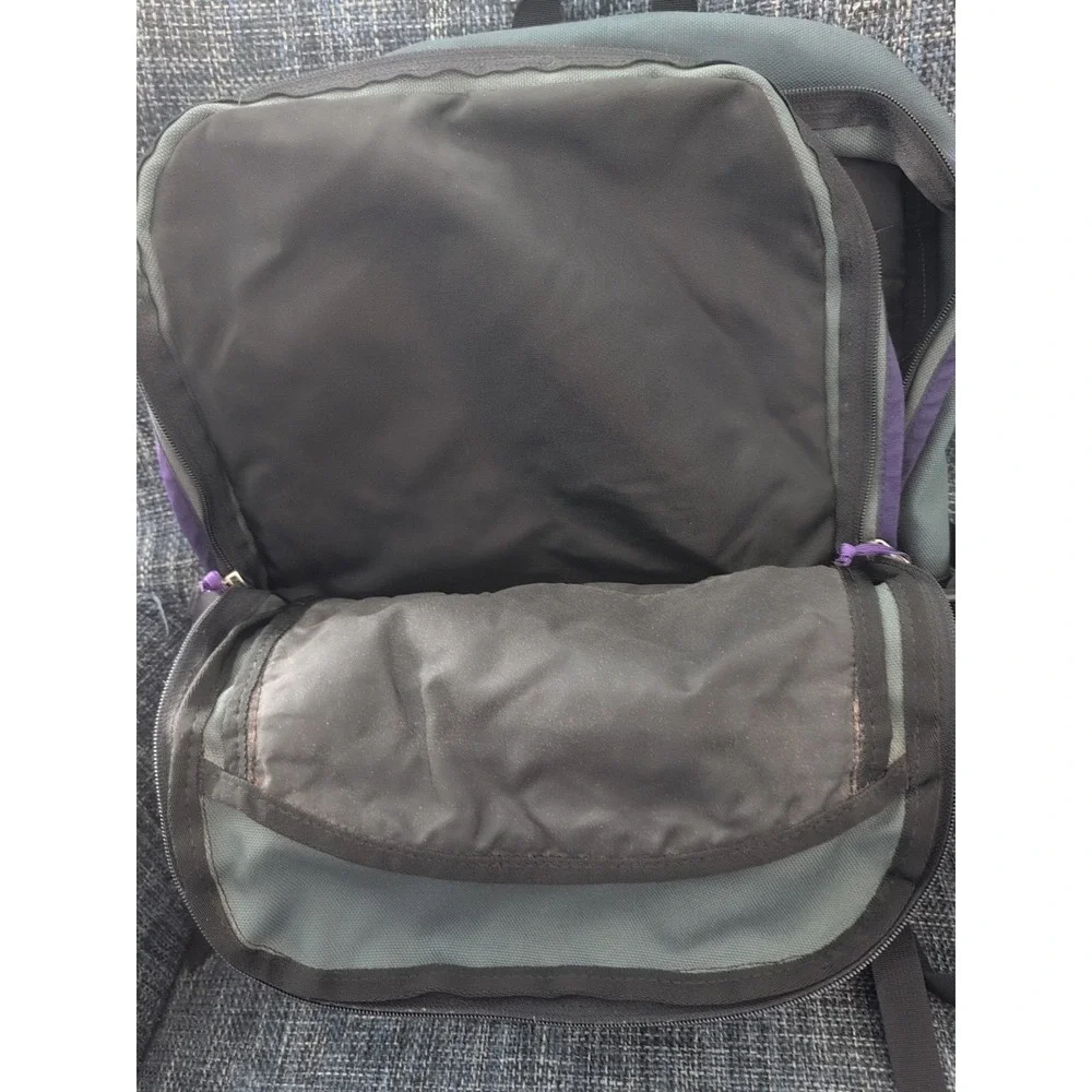 Vintage LL Bean Continental‎ Green Purple & Black School Backpack Large Monogram